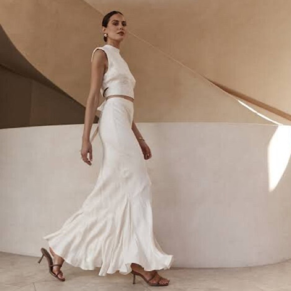 DISSH Campbell Oyster Fluted Midi Skirt